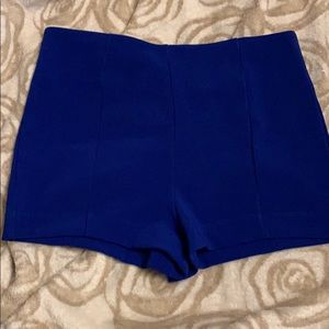 High waisted royal blue shorts